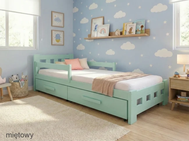 mietowy Detal wykończenia łóżka z litej sosny Paweł Warszawa