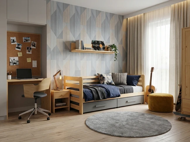 Wygodna wysokość spania 45cm w łóżku młodzieżowym Jan Premium