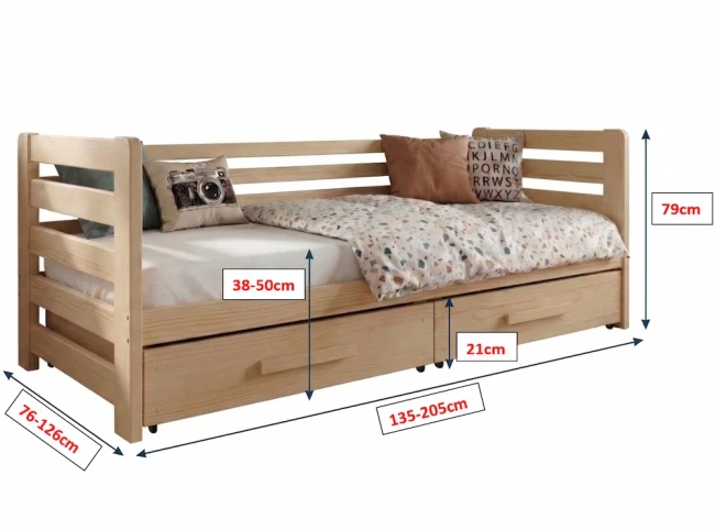 Wymiary lita sosna rama łóżka młodzieżowego Jan Premium
