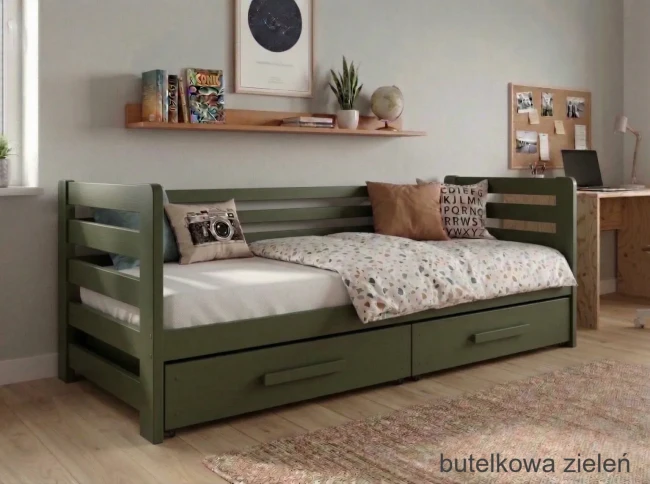 Drewniane szuflady na kółkach kauczukowych do łóżka Jan Premium