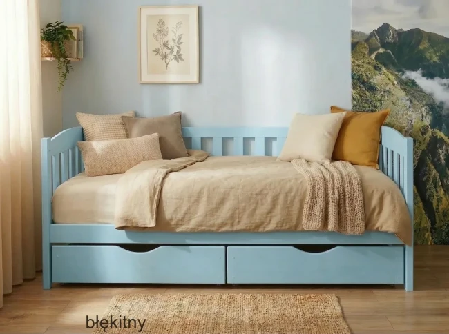 Łóżko drewniane błękitne dla dzieci i młodzieży Beti Premium od valor meble