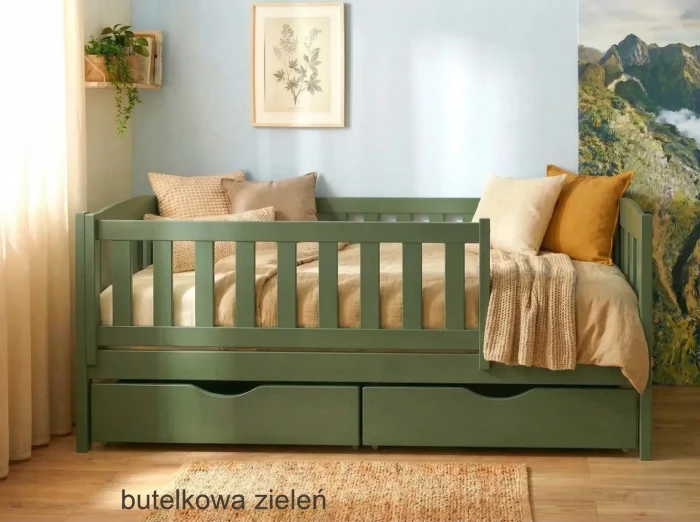 Łóżko dla dziecka - BETI PREMIUM kolor butelkowa zieleń