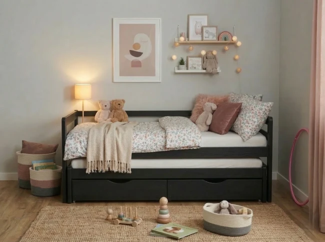 Łóżko dwuosobowe Jasio Premium z niezależnymi materacami