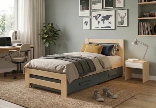 Łóżko dla nastolatka z wysokim zagłowiem KAROL PREMIUM – Pod wysoki materac