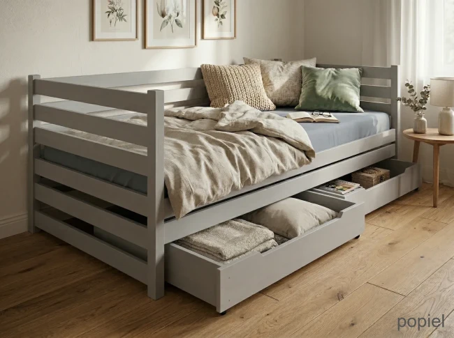 drewniane łóżko do pokoju młodzieżowego Filip Classi z materacem Comfort