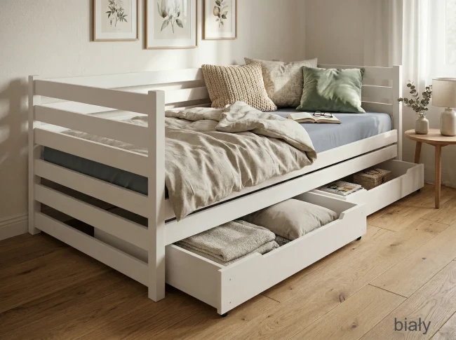 białe łóżko do pokoju nastolatka Filip