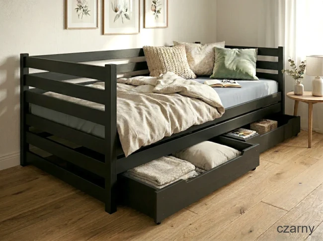 czarne łóżko młodzieżowe |Filip Max