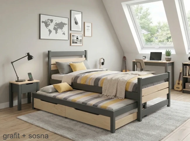 Łóżko w nowoczesnych kolorach do pokoju nastolatka Felix Duo