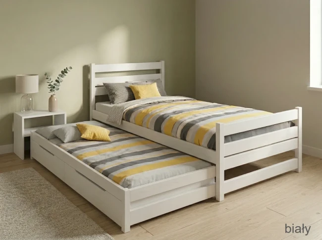 Białe łóżko dla 2 nastolatek Felix Duo