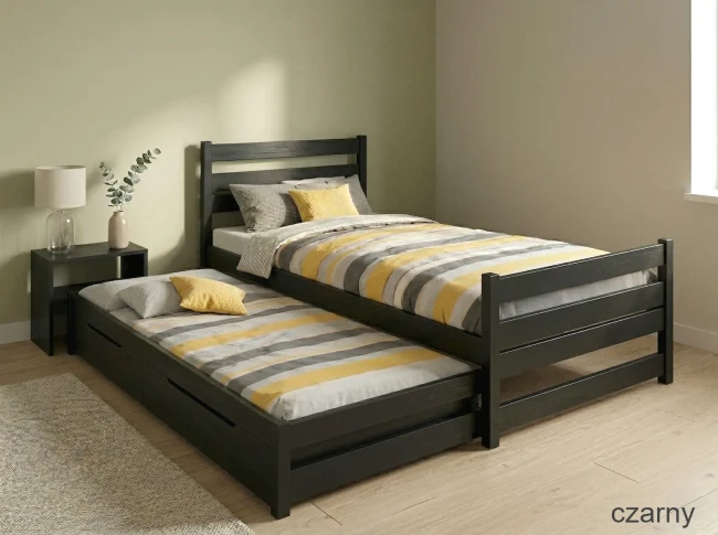 Czarne łóżko dla nastolatka podwójne Felix Duo