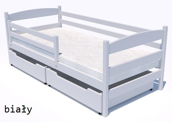 Białe drewniane łóżko dla dzieci i młodzieży dla chłopca dla dziewczynki pojedyncze od producenta Valor Meble.jpg