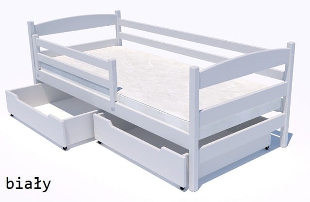 łóżko pojedyncze z materacem drewniane łóżko dla dzieci i młodzieży pojedyncze z szufladami kolor biały Julia Premium.jpg
