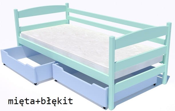 Drewniane łóżko dla dzieci młodzieżowe w dwóch  kolorach mięta i błękit od producenta Valor Meble.jpg