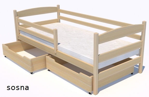Łóżko pojedyncze dla dziecka drewniane solidne bezpieczne proste z drzewa sosnowego od producenta Valor Meble kolor naturalny sosna.jpg