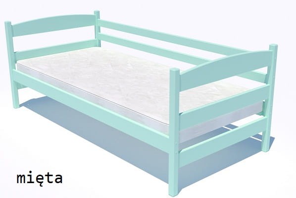 Łóżko dla jednego dziecka drewniane solidne bezpieczne proste z drzewa sosnowego od producenta Valor Meble mięta.jpg