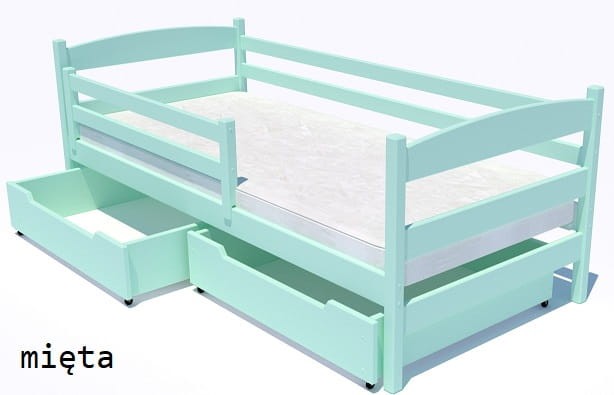 Łóżko drewniane Julia Premium z barierka ochronną w kolorze miętowym bezpieczne od producenta Valor Meble.jpg