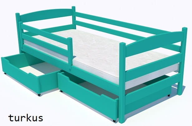 turkusowe łóżko dla dziecka solidne drewniane z drewna sosnowego Julia Premium.jpg