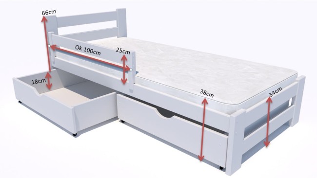 Paweł 2 Łóżko pojedyncze dla dzieci Valor Meble wymiary.jpg