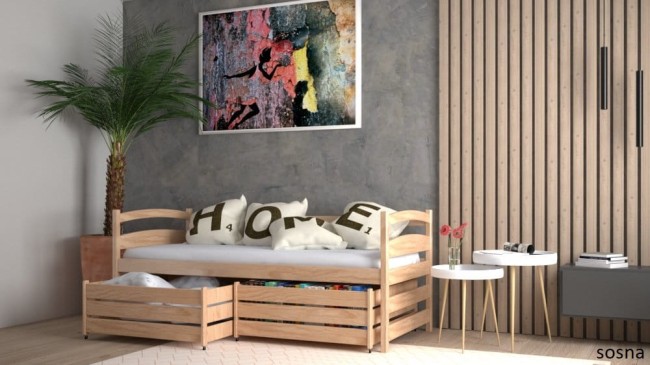 łóżko młodzieżowe Mia Premium dla nastolatki kolor sosna  szuflady z funkcją stolika od producenta Valor Meble.jpg