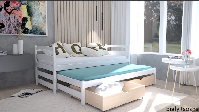 Łóżko z wysuwanym materacem  do pokoju dziecka