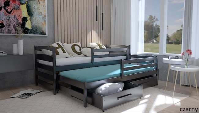 Łóżko z wysuwanym materacem chłopięce