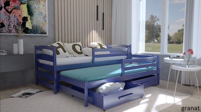 Łóżko dla dziecka z wysuwanym materacem - Maja PREMIUM