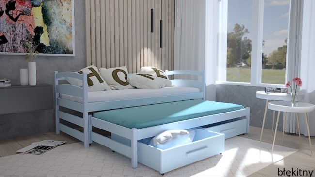 Łóżko dziecięce z wysuwanym materacem - Maja PREMIUM