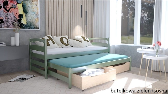 Łóżko dla dziewczynki z wysuwanym materacem - Maja PREMIUM