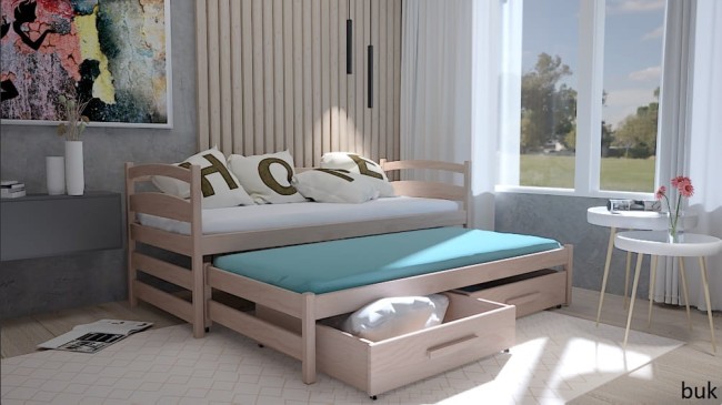 Łóżko młodzieżowe z wysuwanym materacem - Maja PREMIUM