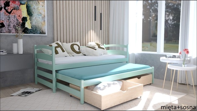 Łóżko dla 10latka z wysuwanym materacem - Maja PREMIUM