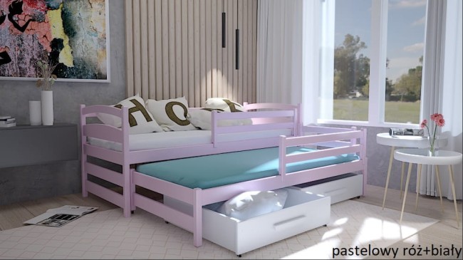 Łóżko dziewczęce z wysuwanym materacem - Maja PREMIUM