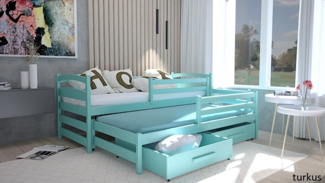 bezpieczne Łóżko dla dziecka z wysuwanym materacem - Maja PREMIUM