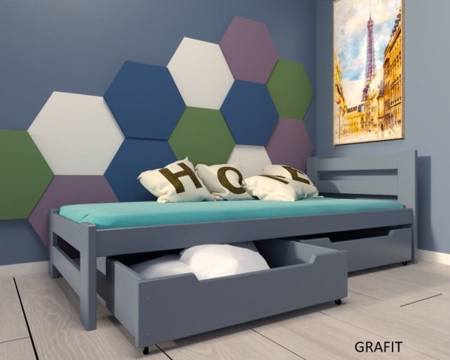 łóżko nowoczesne drewniane Paweł 2 Premium dla młodzieży od producenta Valor Meble z szufladami kolor grafit.jpg