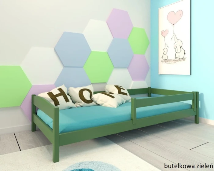 Łóżko dziecięce - Molly LOW PREMIUM	  kolor butelkowa zieleń