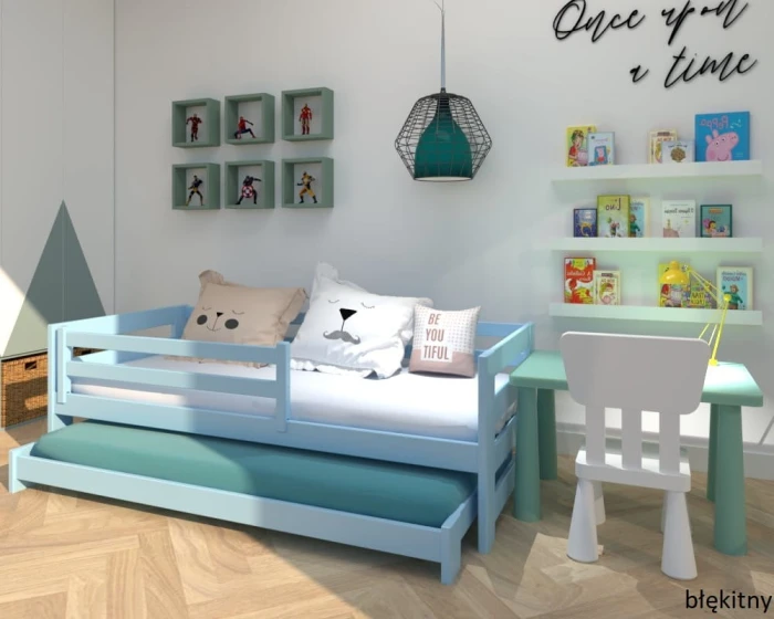 Łóżko - Kubi LOW PREMIUM kolor błękitny