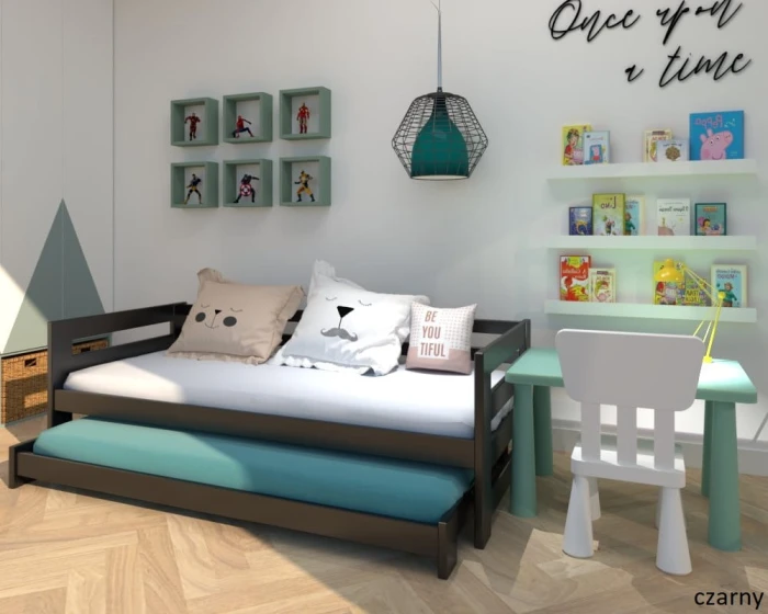Łóżko dla chłopca - Kubi LOW PREMIUM kolor czarny