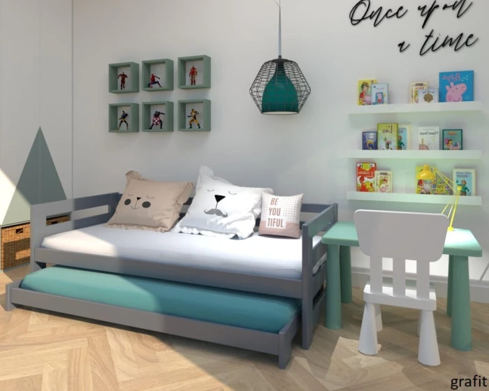 Łóżko - Kubi LOW PREMIUM kolor grafit