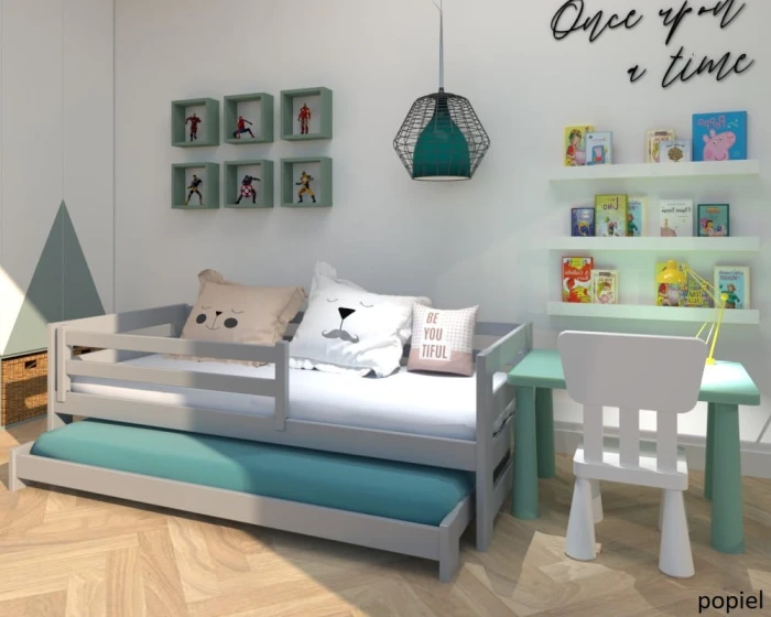 Łóżko - Kubi LOW PREMIUM kolor popiel