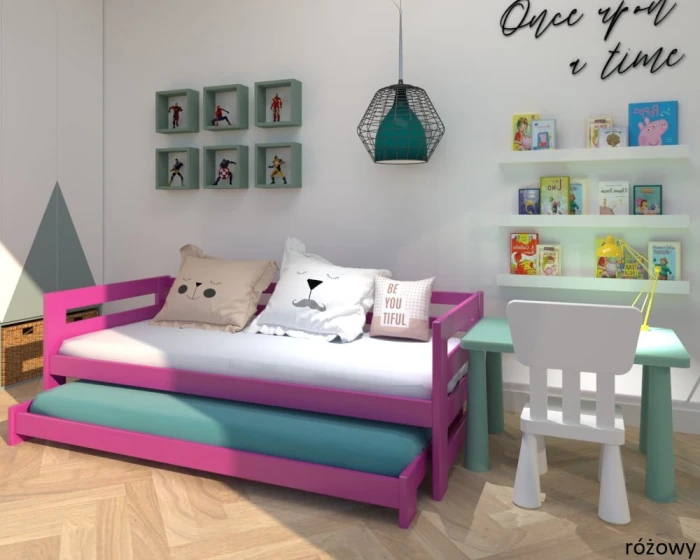 Łóżko - Kubi LOW PREMIUM kolor różowy