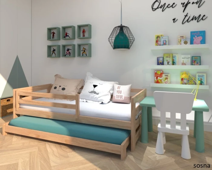 Łóżko - Kubi LOW PREMIUM kolor sosna