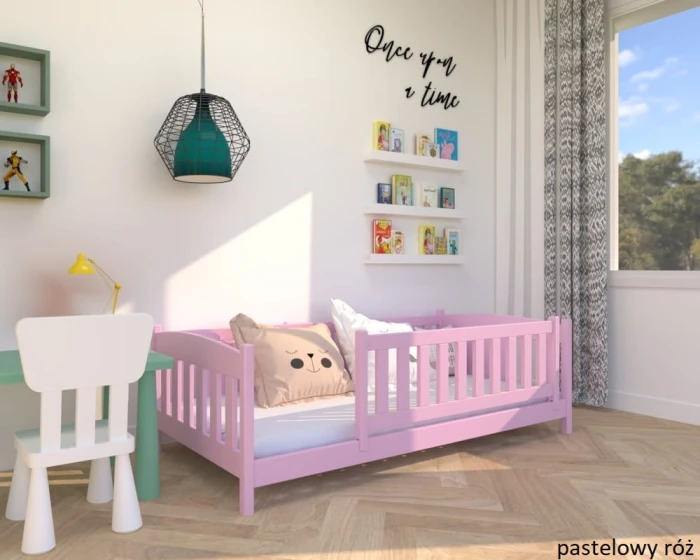 Łóżko dla dzieci - Beti LOW PREMIUM kolor pastelowy róż