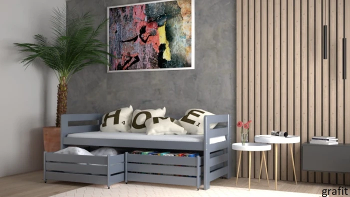 Ania PREMIUM - łóżko młodzieżowe kolor grafit