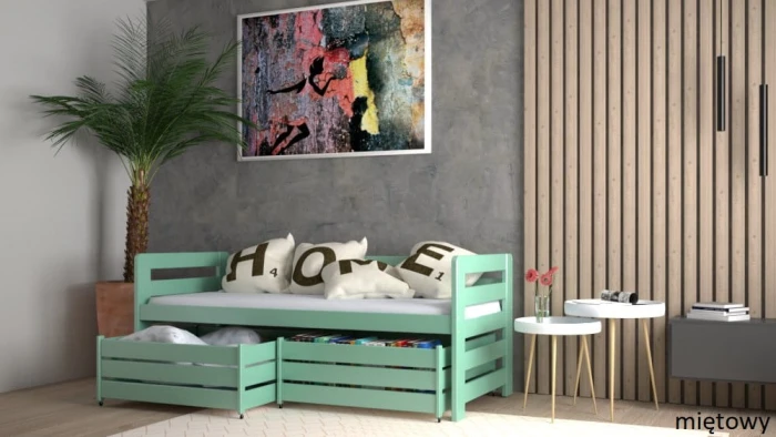 Ania PREMIUM - łóżko młodzieżowe kolor miętowy