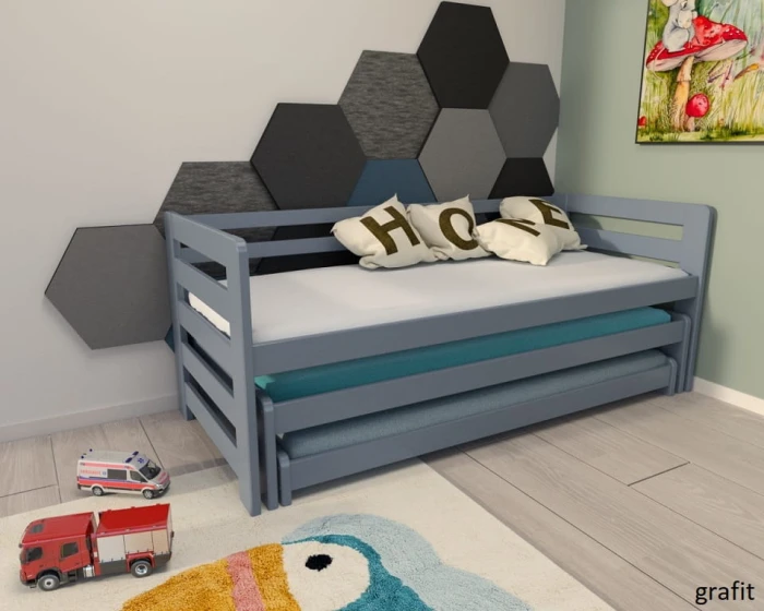 Łóżko rozsuwane 3 osobowe - Fox PREMIUM kolor grafit
