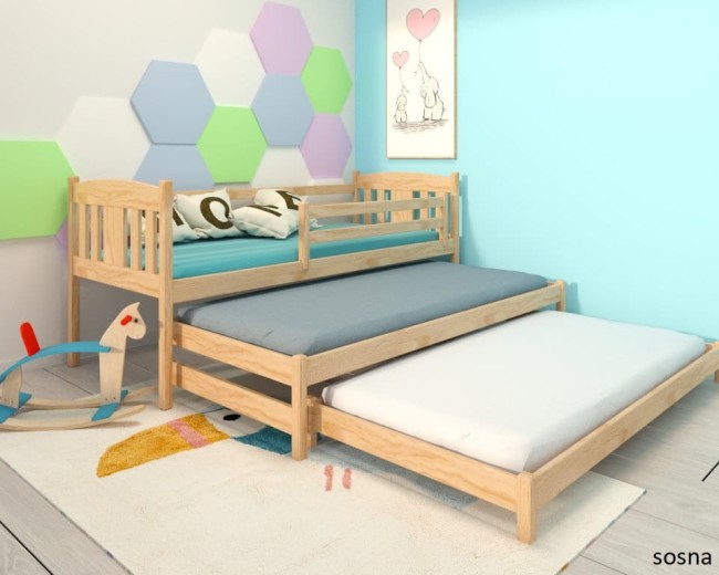 łóżko trzyosobowe rozsuwane Łucja Premium wysuwane z drewna sosnowego od producenta Valor Meble w kolorze naturalny sosna.jpg