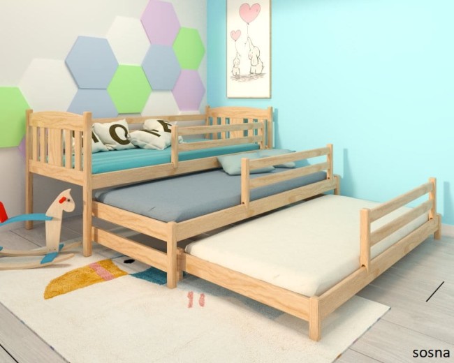 łóżko trzyosobowe rozsuwane Łucja Premium wysuwane z drewna sosnowego od producenta VAlor Meble w kolorze naturalnym sosna.jpg