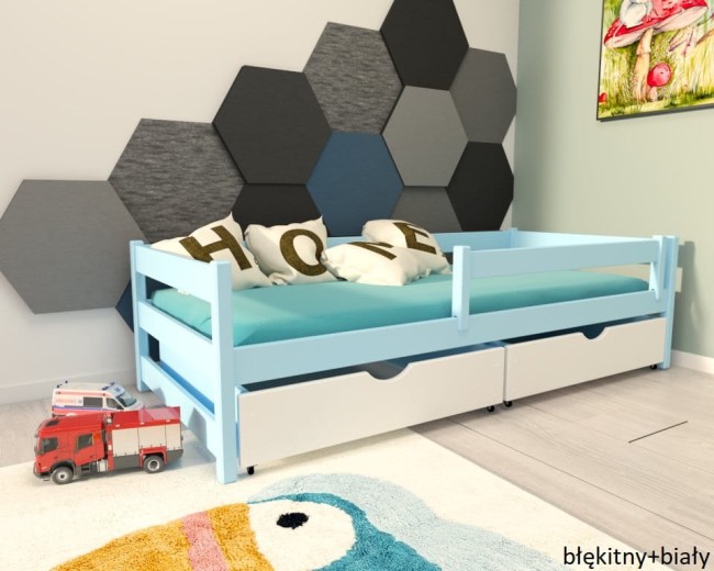 łóżko Mini Premium pojedyncze z szufladami od producenta Valor Meble z drewna sosnowego kolorowy.jpg