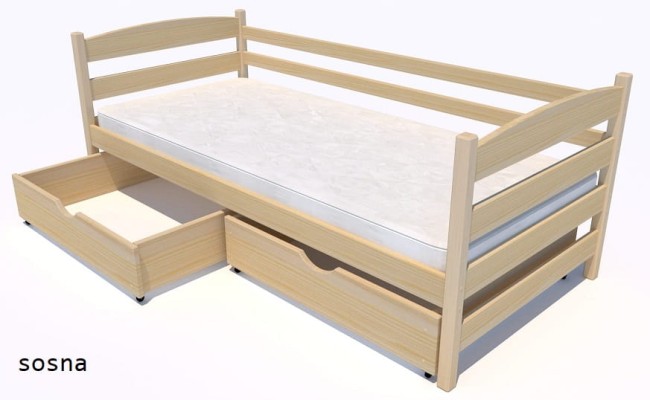 drewniane łóżeczko dla dzieci i młodzieżowe Kasia Premium z barierką zdejmowalną z drewna sosnowego od producenta Valor Meble kolor naturalny sosna.jpg