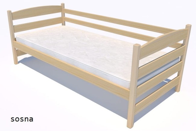 drewniane łóżeczko dla dzieci i młodzieży Kasia Premium z barierką zdejmowalną z drewna sosnowego od producenta Valor Meble kolor naturalny sosna.jpg