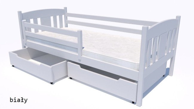 białe łóżko dla dzieci Oliwia Premium pojedyncze drewniane z litego drewna sosnowego dla dziewczyni dla chłopca od producenta Valor Meble kolor biały.jpg